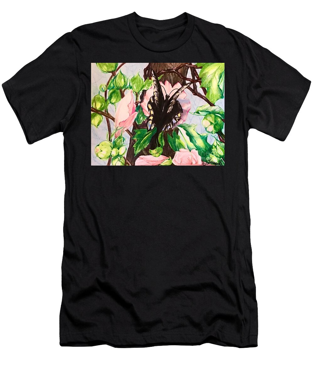 Butterfly T-Shirt featuring the painting Dalliance by Laurel Adams