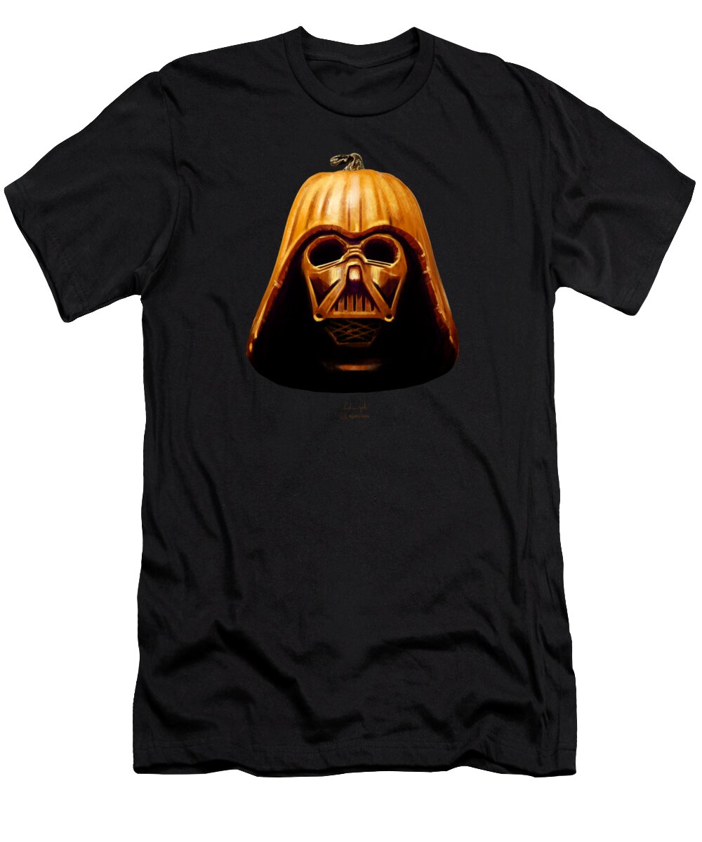 Scifi T-Shirt featuring the digital art Darth Pumpkin by Andrea Gatti