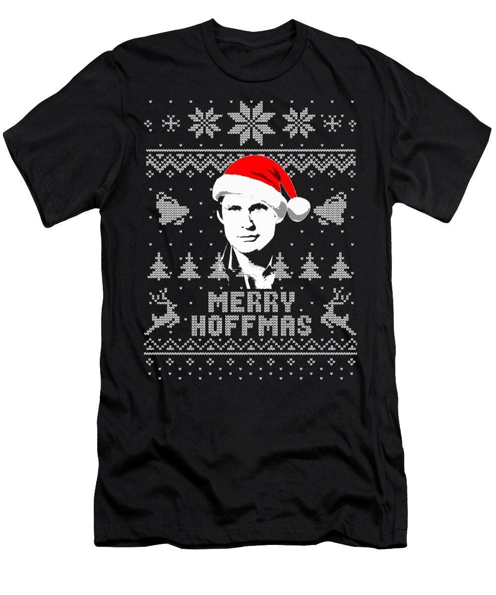 Christmas T-Shirt featuring the digital art David Hasselhoff Merry Hoffmas Christmas Shirt by Filip Schpindel