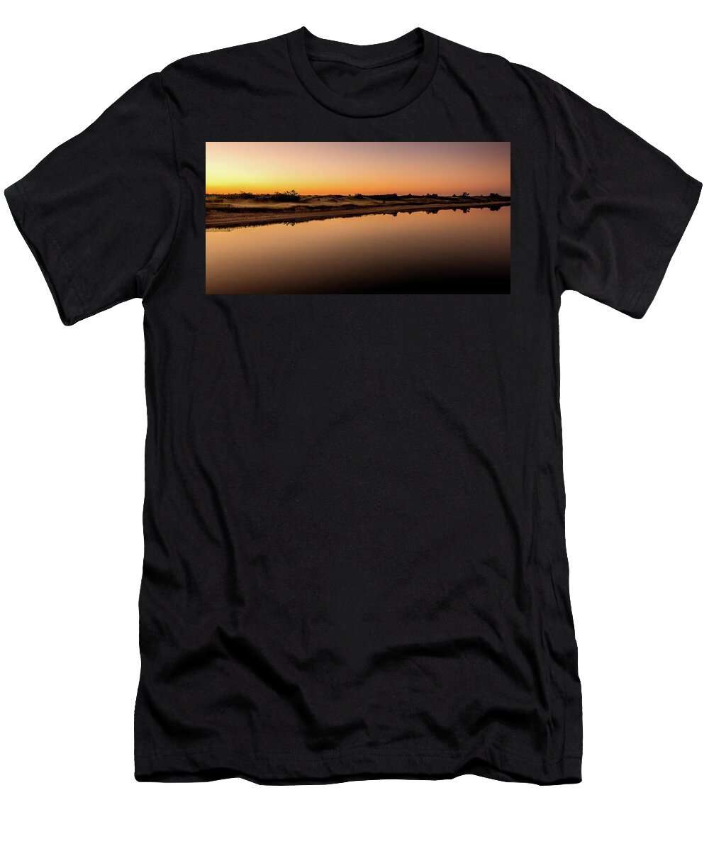 2:4 Ratio T-Shirt featuring the photograph Dawn Light, Ogunquit River by Jeff Sinon