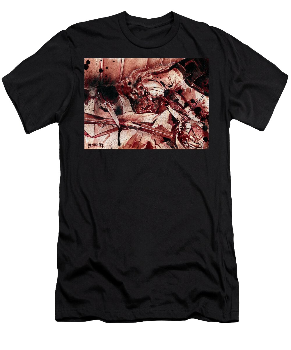 Ryan Almighty T-Shirt featuring the painting DEAD / MAYHEM dry blood by Ryan Almighty
