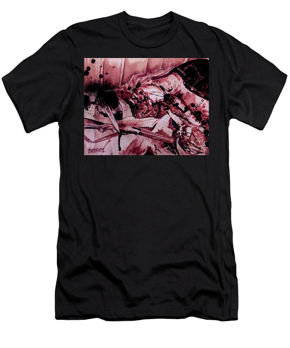 Ryan Almighty T-Shirt featuring the painting DEAD / MAYHEM fresh blood by Ryan Almighty