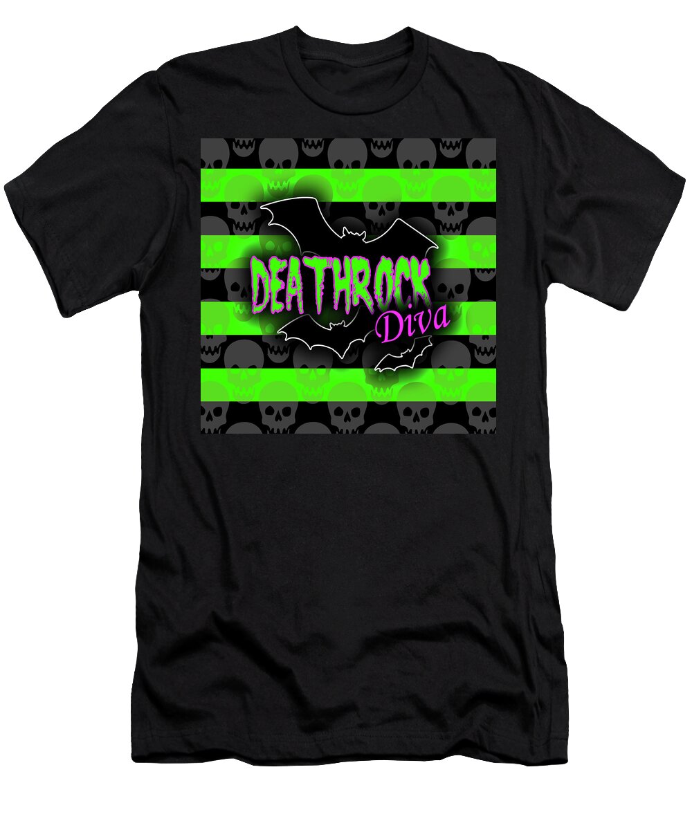 Deathrock T-Shirt featuring the digital art Deathrock Diva Graphic by Roseanne Jones
