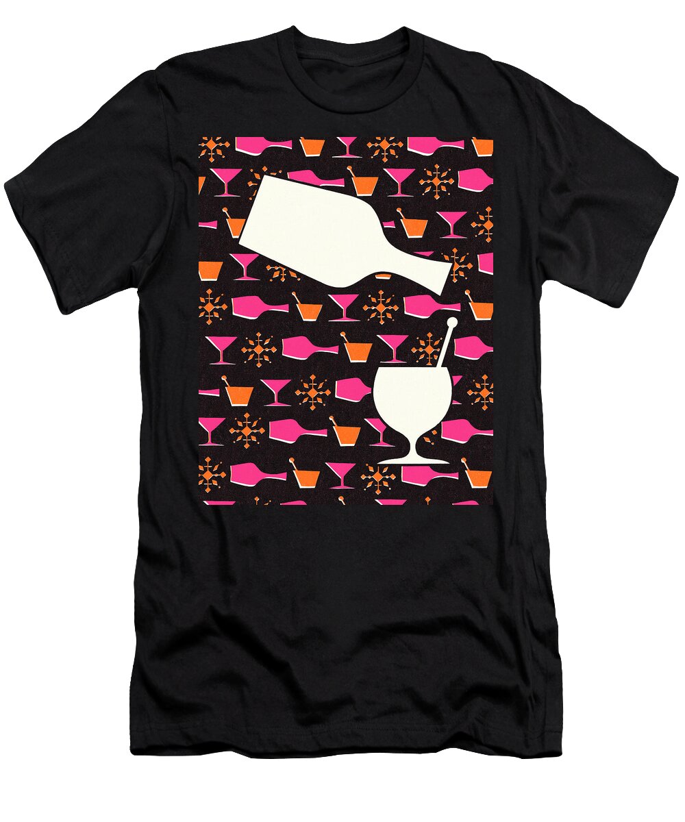 Alcohol T-Shirt featuring the drawing Decanter Pouring into a Glass by CSA Images