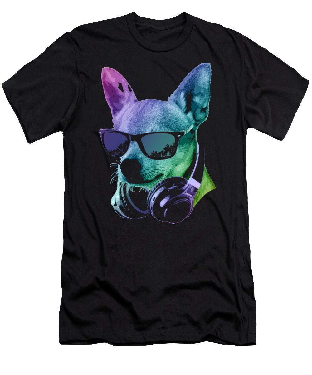 Dog T-Shirt featuring the digital art DJ Chihuahua by Filip Schpindel