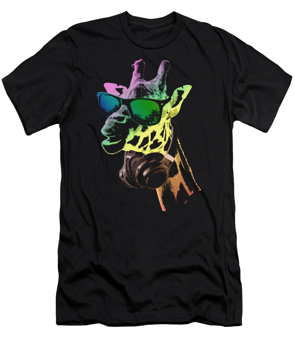 Giraffe T-Shirt featuring the digital art Dj Giraffe by Filip Schpindel