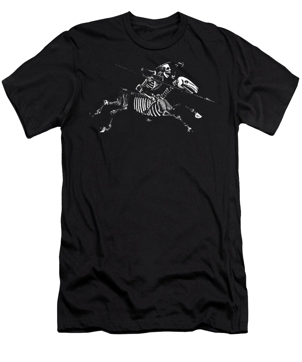 Jose Guadalupe Posada T-Shirt featuring the digital art Don Quixote - Reverse by Fred Rodriguez