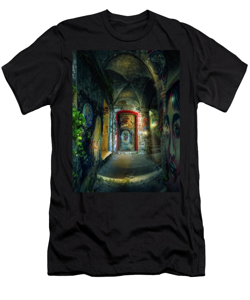 Door T-Shirt featuring the photograph Don't let the sunshine in by Micah Offman