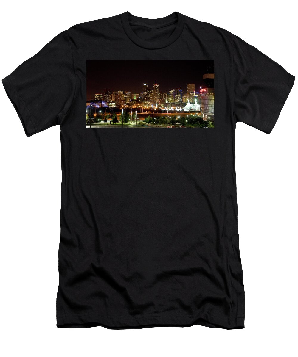 Downtown T-Shirt featuring the photograph Downtown Denver at night by Chance Kafka