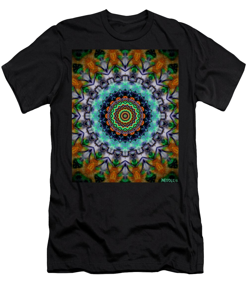 Mandala T-Shirt featuring the digital art Electric Mandala by Angela Weddle