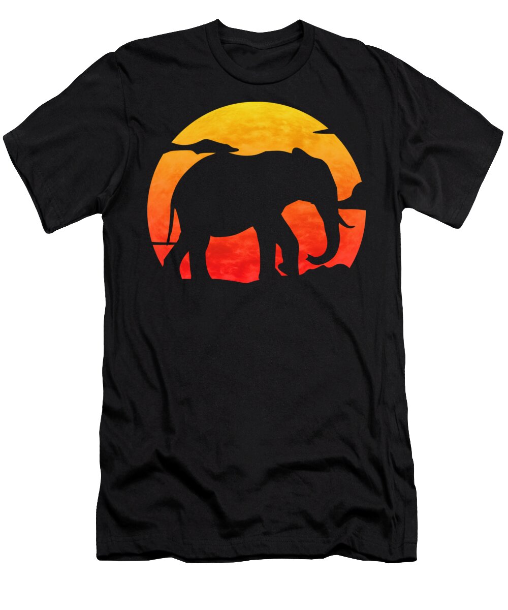 Elephant T-Shirt featuring the digital art Elephant Sunset by Filip Schpindel