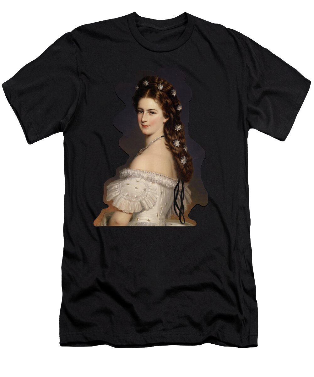 Empress Elisabeth Of Austria T-Shirt featuring the painting Empress Elisabeth of Austria by Franz Xaver Winterhalter by Rolando Burbon