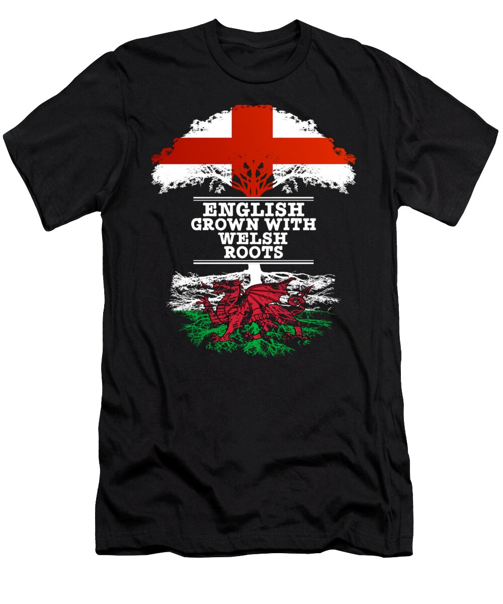 England T-Shirt featuring the digital art English Grown With Welsh Roots by Jose O