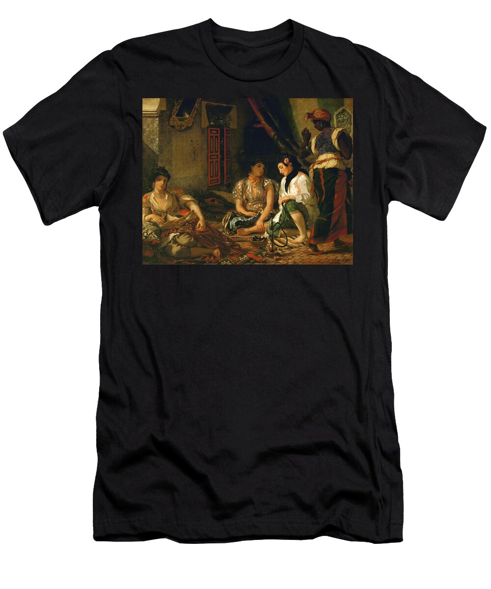 Eugene Delacroix T-Shirt featuring the painting Eugene Delacroix / 'The Women of Algiers -In Their Apartment-', 1834, Oil on canvas, 180 x 229 cm. by Eugene Delacroix -1798-1863-