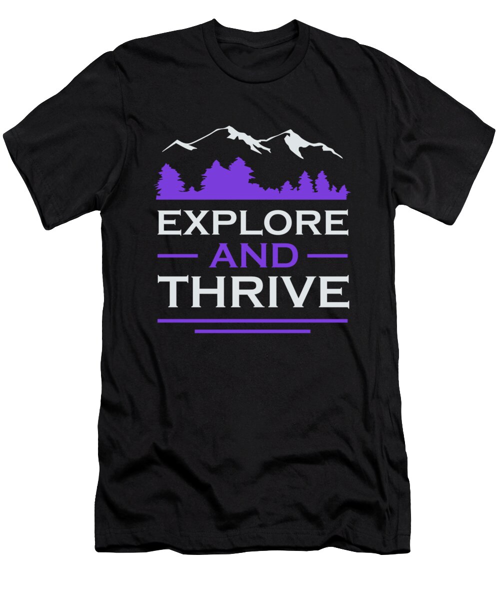 Camping Cabins T-Shirt featuring the digital art Explore And Thrive 1 by Lin Watchorn