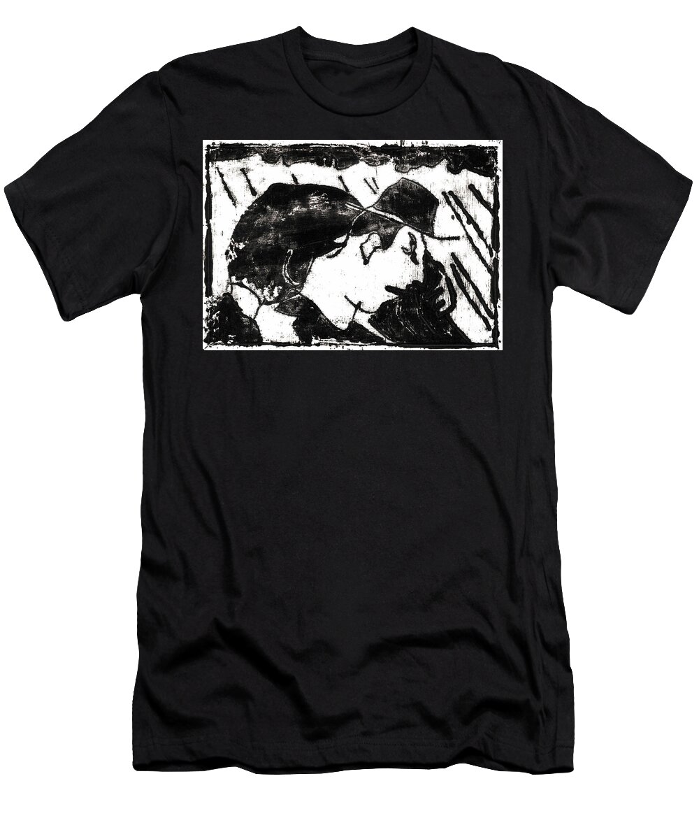 Black T-Shirt featuring the painting Farmer carrying the Old Maid by Edgeworth Johnstone