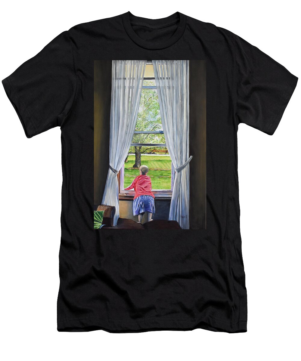 Window T-Shirt featuring the painting Farmers Daughter by Marilyn McNish