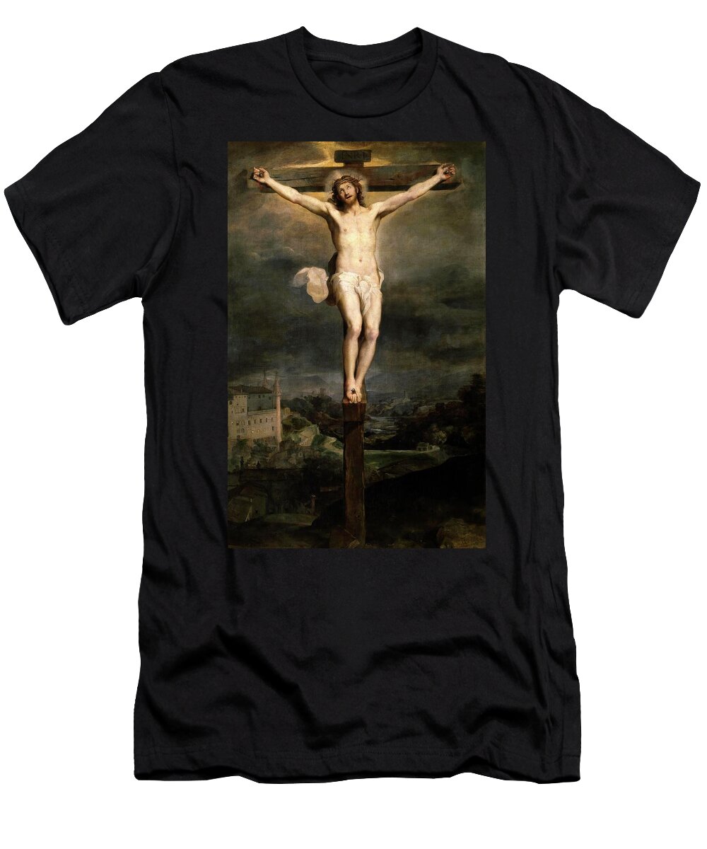 Christ On The Cross T-Shirt featuring the painting Federico Barocci / 'Christ on the Cross', 1604, Italian School, Oil on canvas, 374 cm x 246 cm. by Federico Barocci -c 1526-1612-