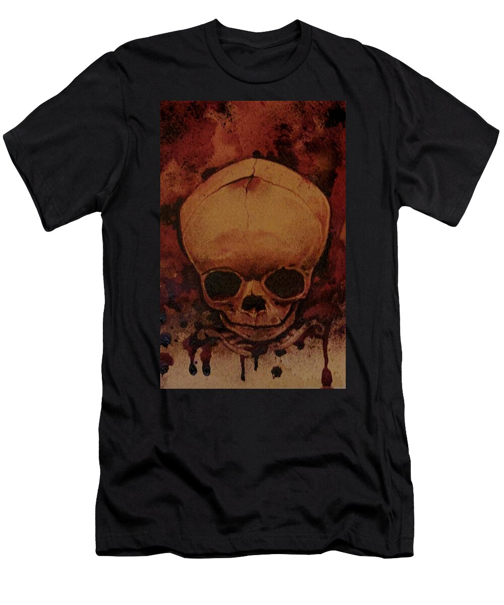 Ryan Almighty T-Shirt featuring the painting Fetus Skeleton #2 by Ryan Almighty