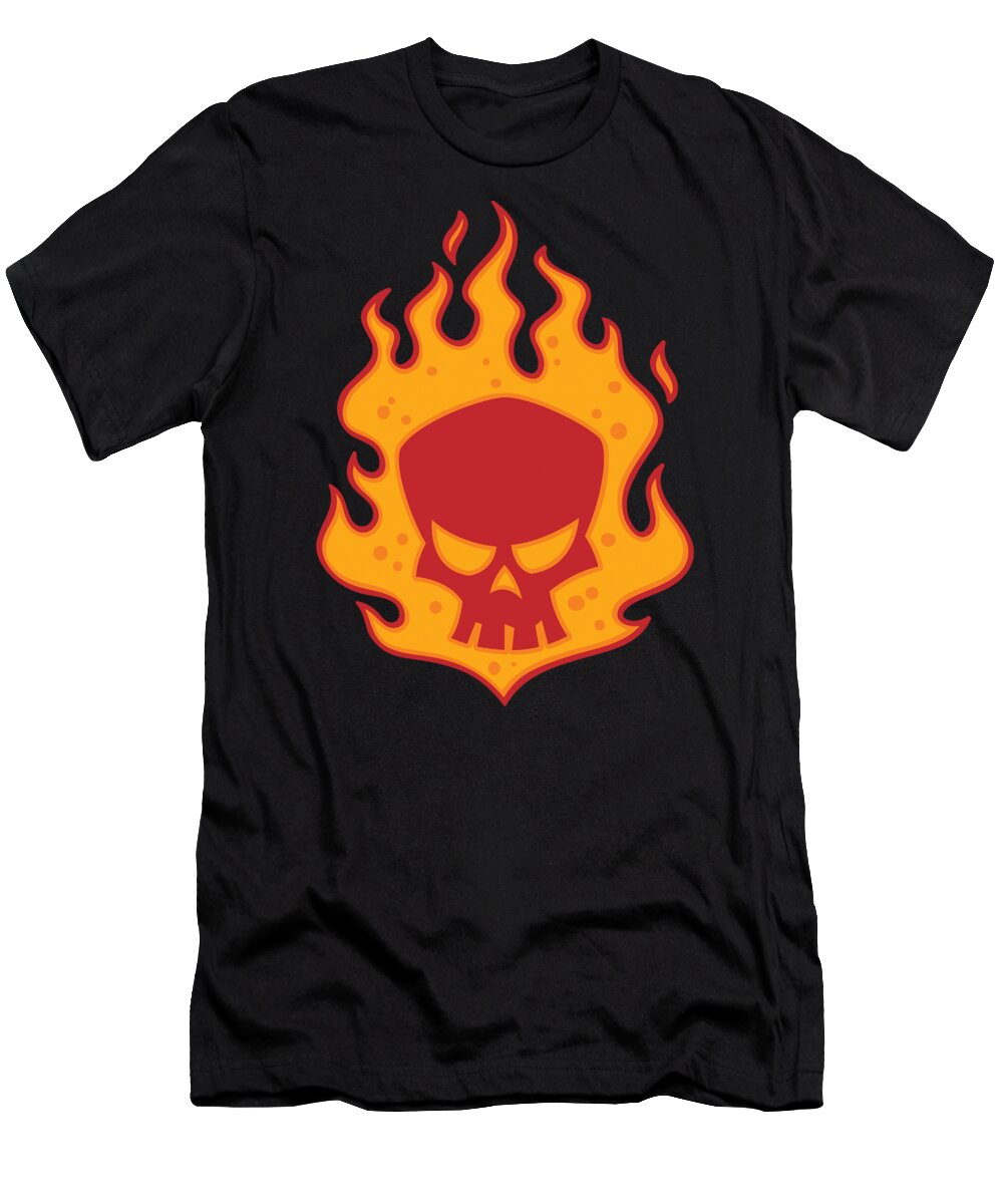 Fire T-Shirt featuring the digital art Flaming Skull by John Schwegel