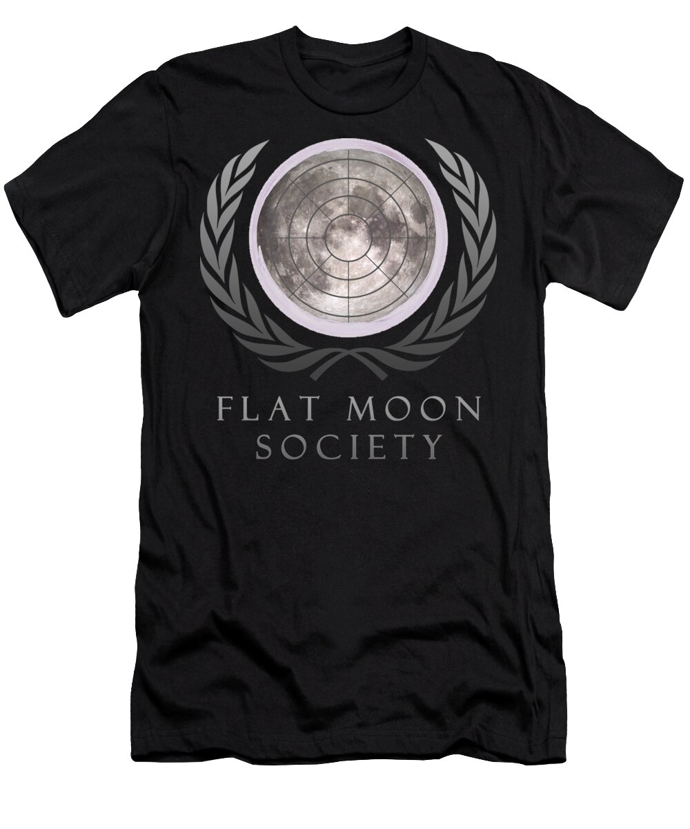Flat Earth T-Shirt featuring the digital art Flat Moon Society by Filip Schpindel