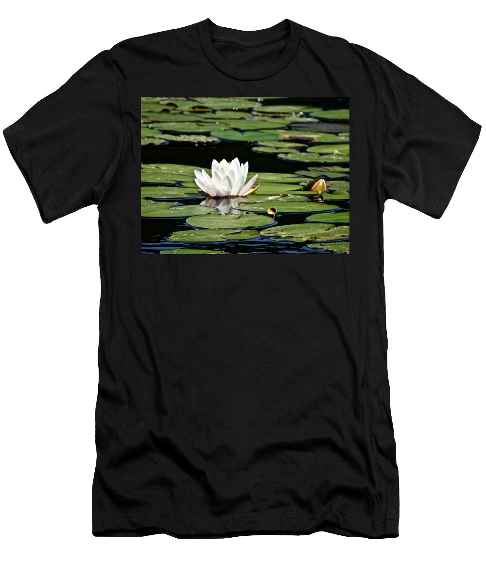 Lotus Flower T-Shirt featuring the photograph Floating Lotus by Kathy Chism