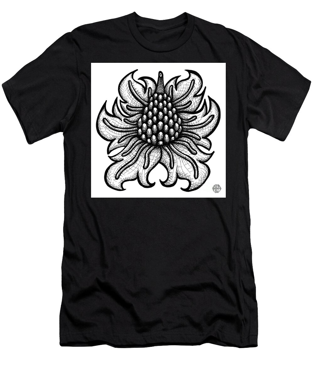 Flower T-Shirt featuring the drawing Floral Icon 18 by Amy E Fraser