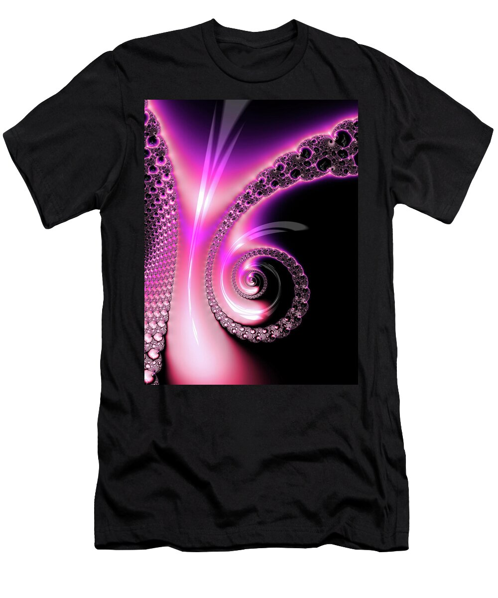 Spiral T-Shirt featuring the photograph Fractal Spiral pink purple and black by Matthias Hauser