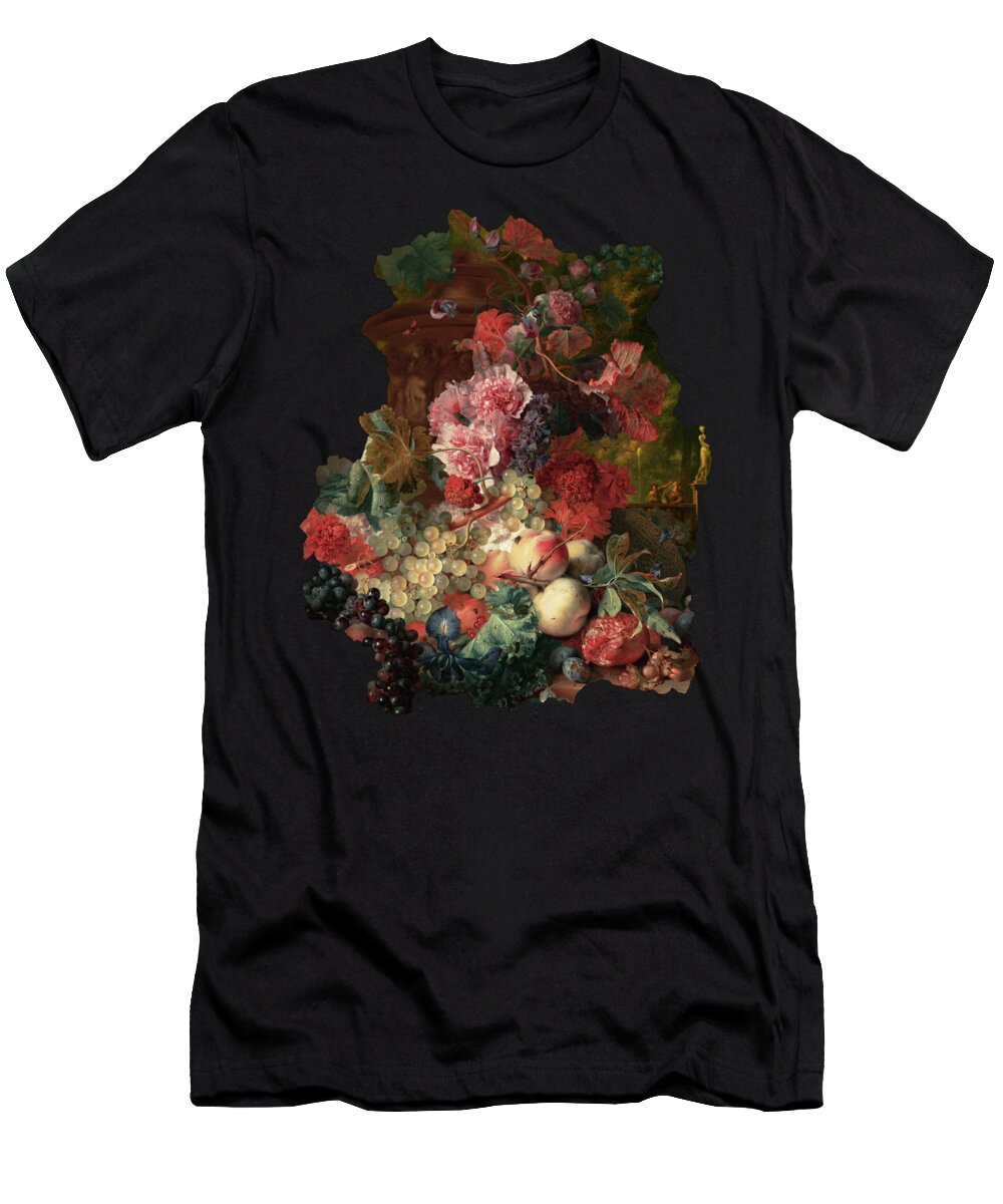 Vase Of Flowers T-Shirt featuring the painting Fruit Piece by Jan van Huysum by Rolando Burbon