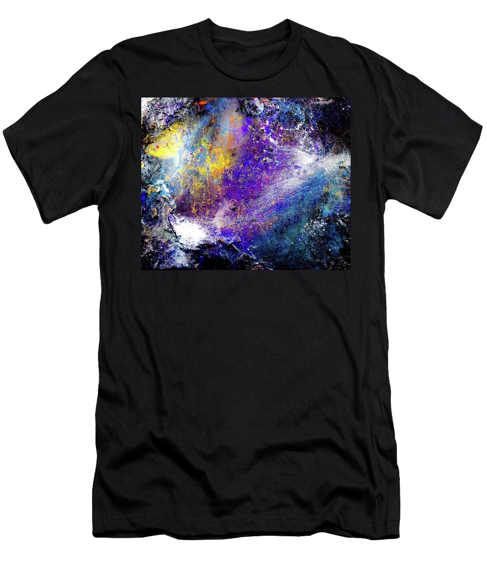 Galaxy T-Shirt featuring the mixed media Galactic Fusion by Patsy Evans - Alchemist Artist