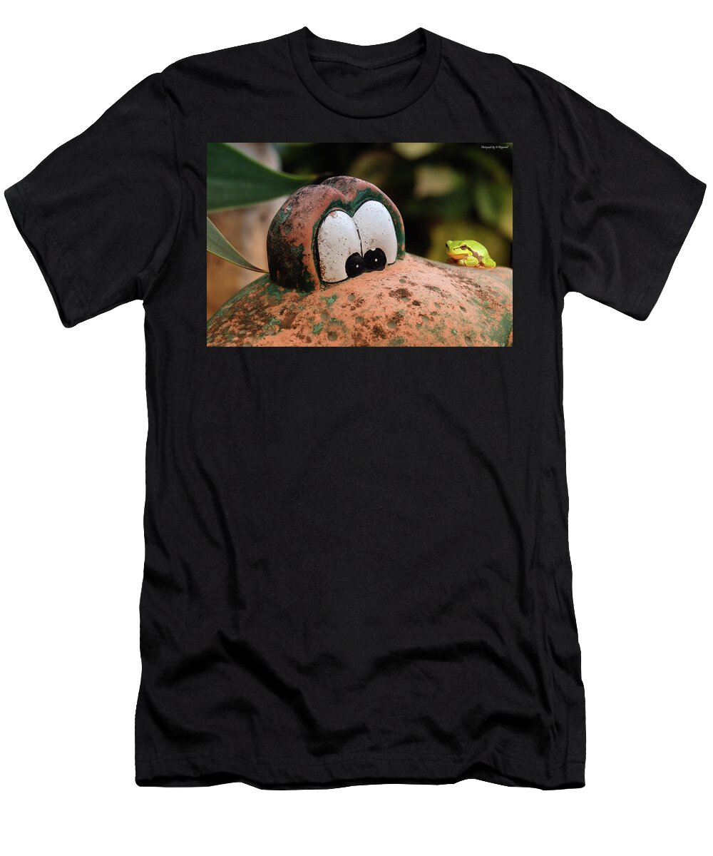 Garden Frog T-Shirt featuring the digital art Garden frog 01 by Kevin Chippindall
