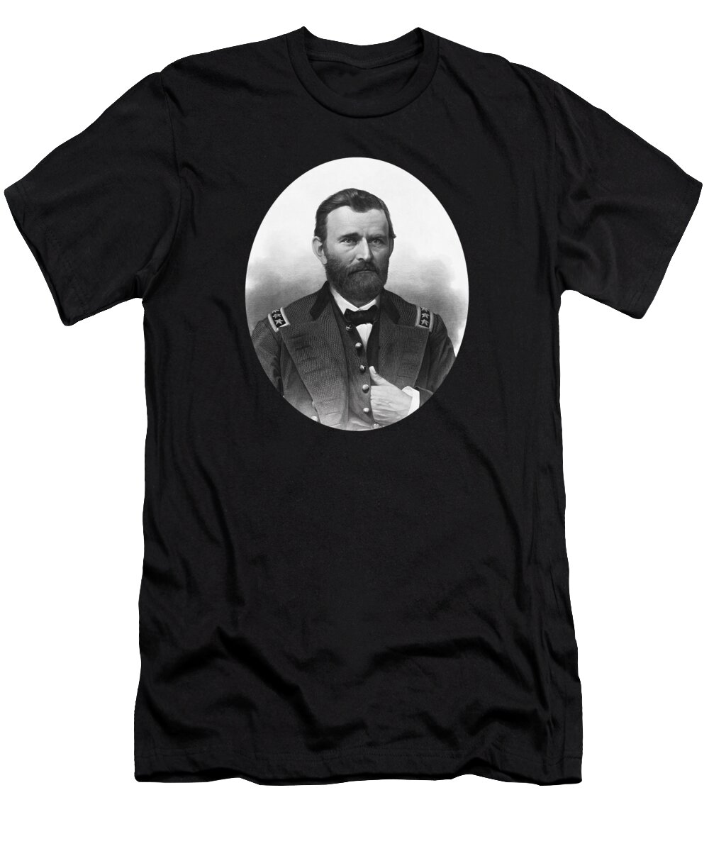 Grant T-Shirt featuring the drawing General Grant Engraved Portrait by War Is Hell Store