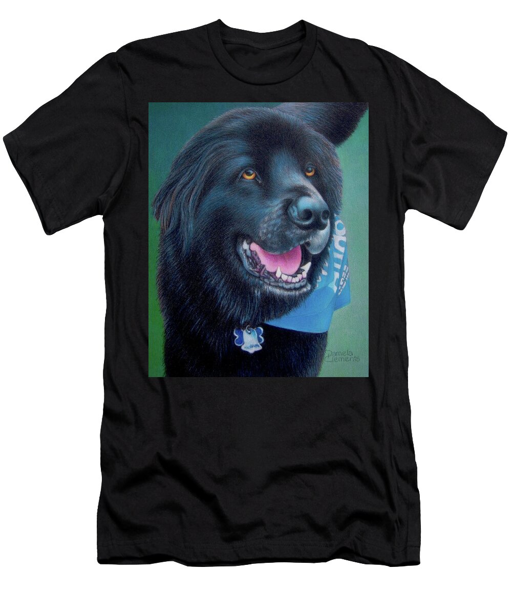 Newfoundland Dog T-Shirt featuring the drawing Gentle Giant by Pamela Clements