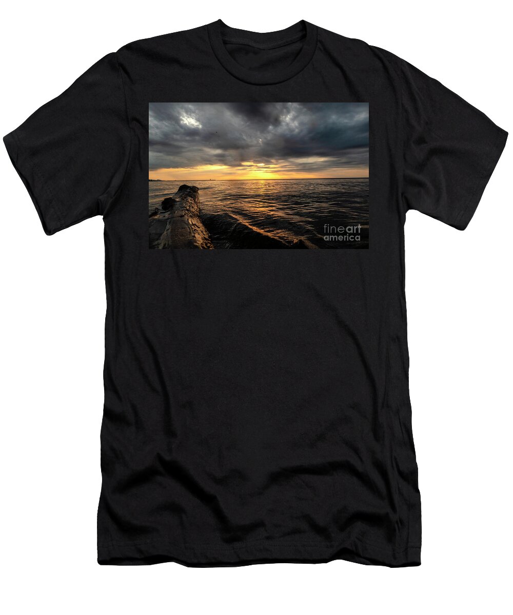 Golden T-Shirt featuring the photograph Golden Sunset on Horizon by Sandra J's