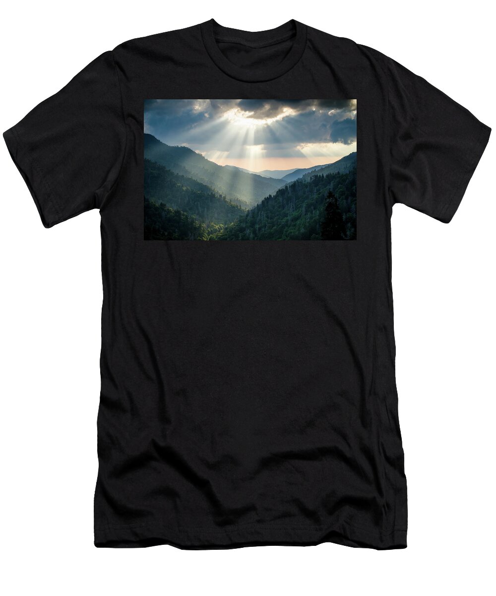Landscape T-Shirt featuring the photograph Great Smoky Mountains TN Smoky Mountain Spotlight by Robert Stephens