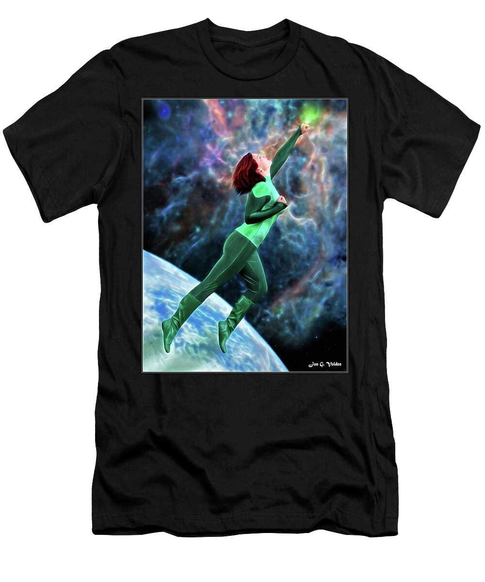 Green T-Shirt featuring the photograph Green Lantern In Space by Jon Volden