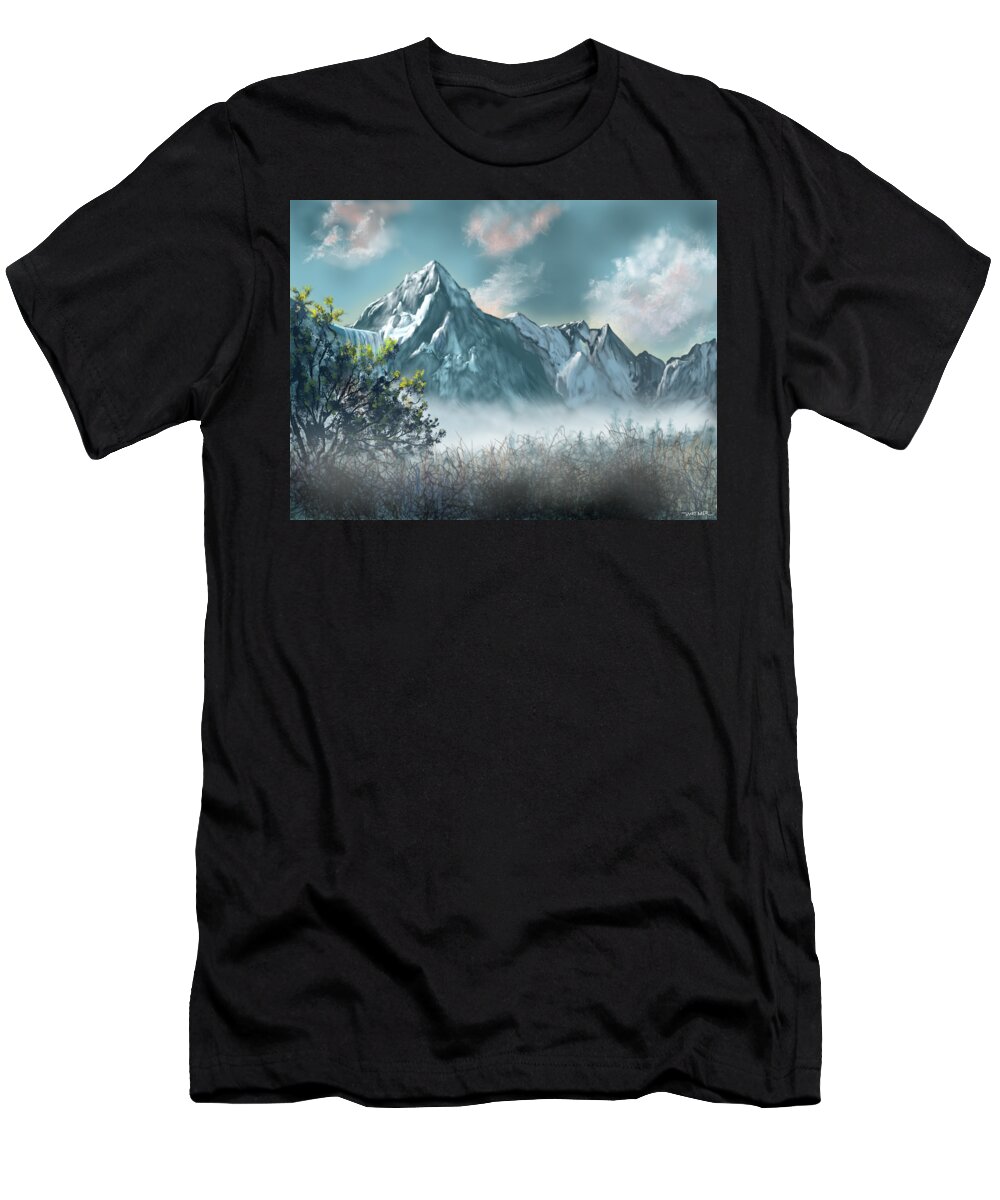 Mist T-Shirt featuring the digital art Greymyste Valley by Kirk Witmer