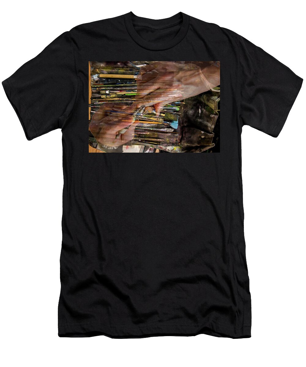 Paint Brushes T-Shirt featuring the painting Handy Tools by Leigh Odom
