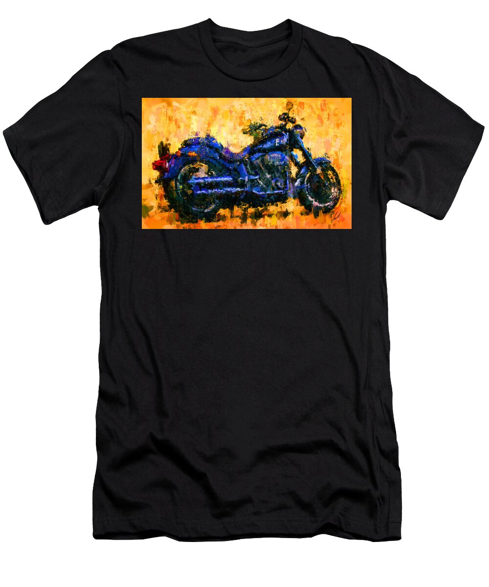  Impressionism T-Shirt featuring the painting Harley Davidson Fat Boy by Vart Studio