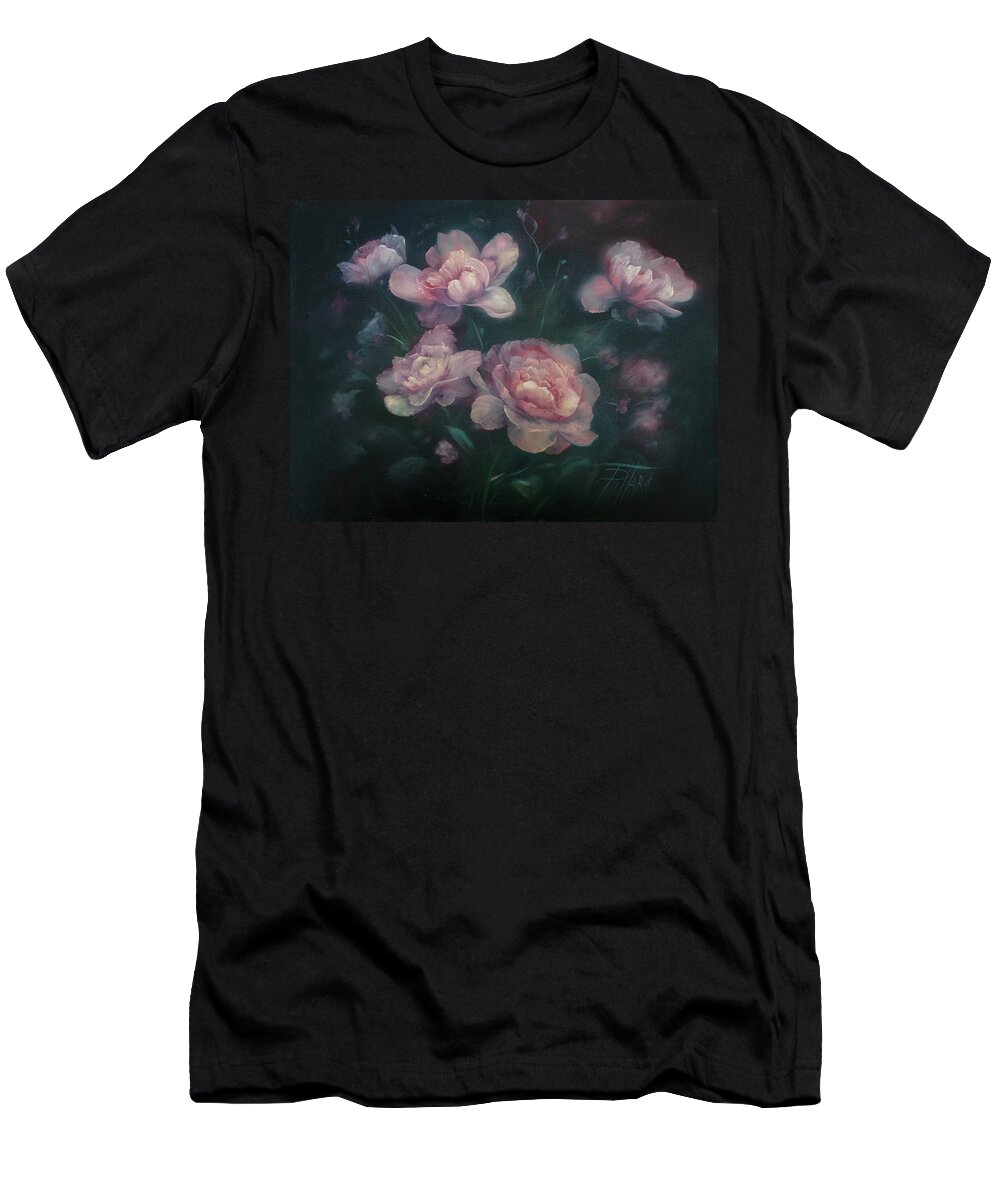 Pink Peonies T-Shirt featuring the painting Heavenly Pink Peonies by Lynne Pittard
