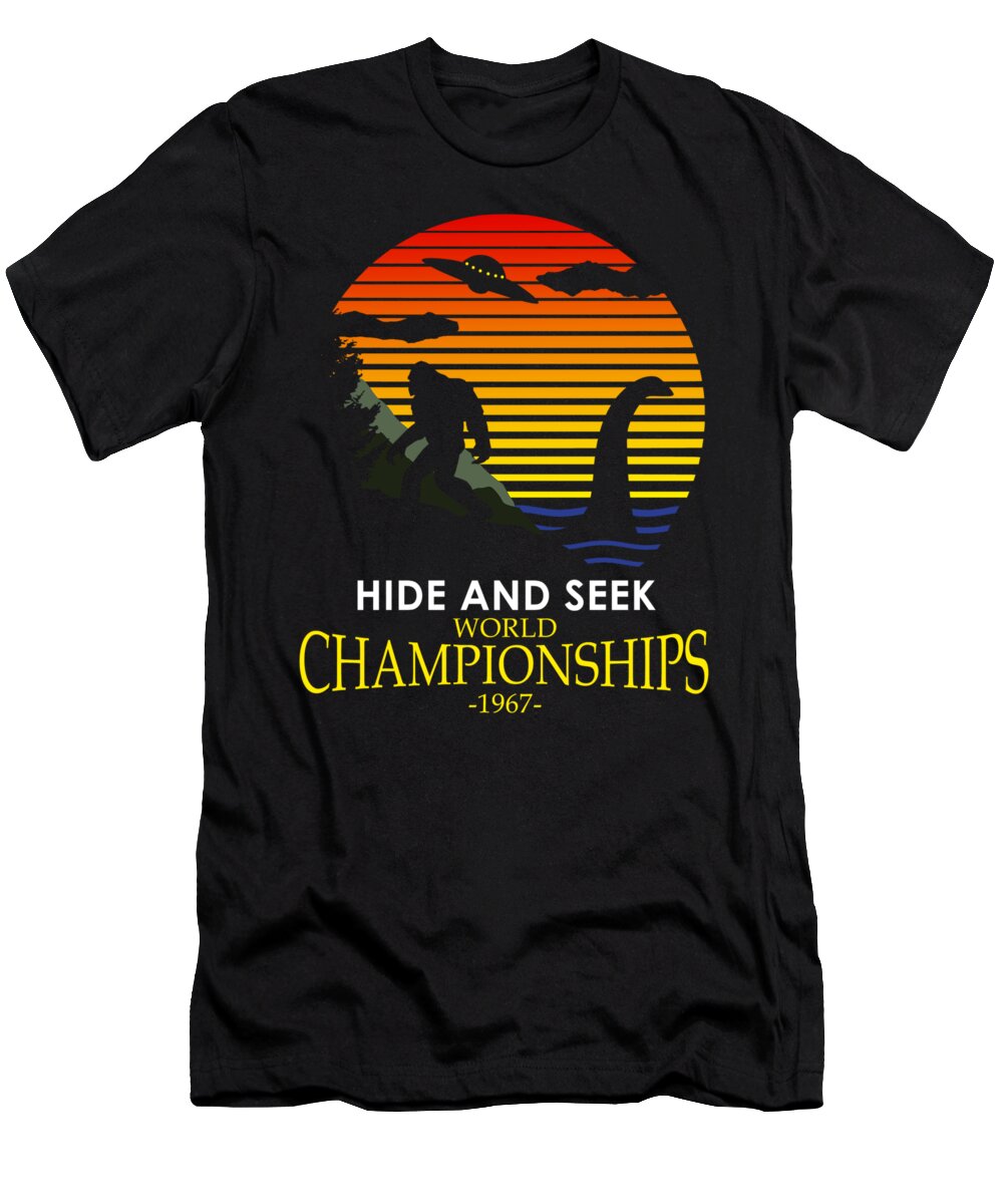 Bigfoot T-Shirt featuring the digital art Hide And Seek World Championshios 1967 by Filip Schpindel