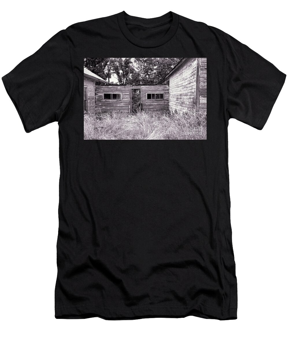Black And White T-Shirt featuring the photograph High Hill Doorway To The Past Black And White by Sharon McConnell