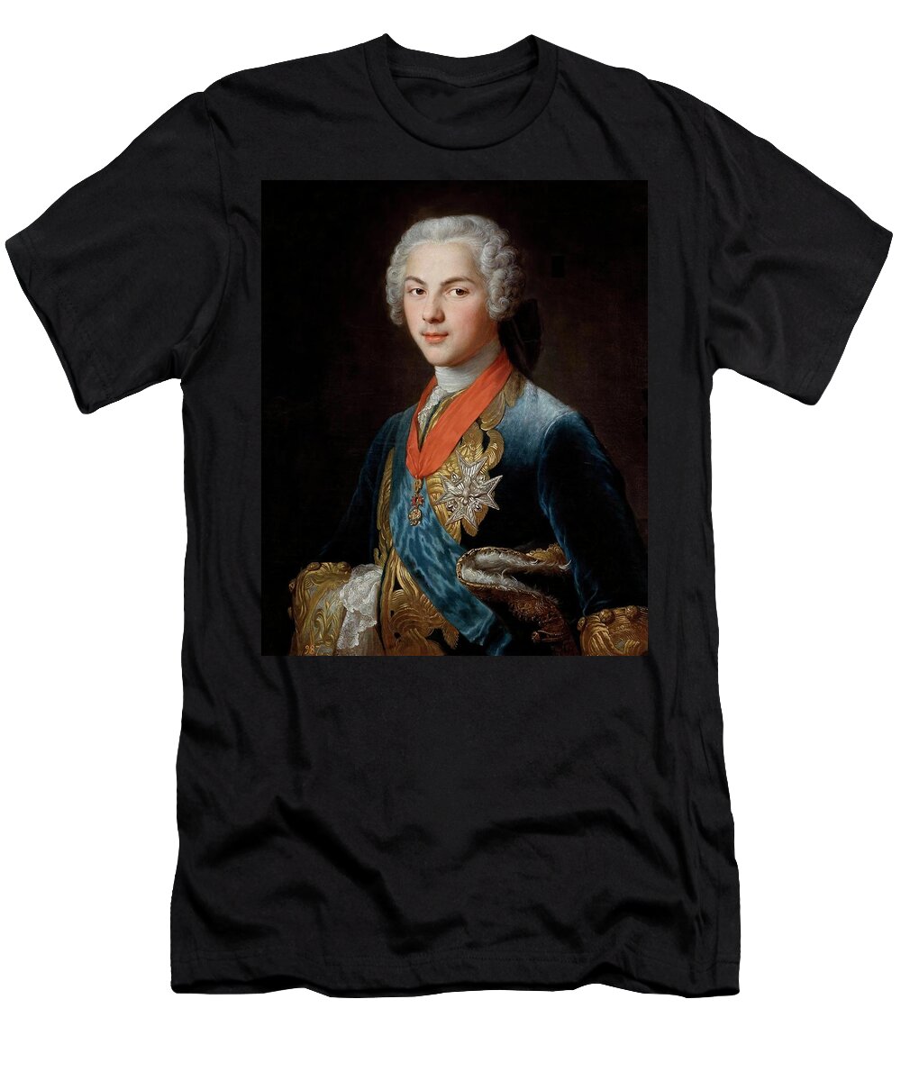 Hubert Drouais T-Shirt featuring the painting Hubert Drouais / 'The Dauphin Louis de France, son of Louis XV', ca. 1745, French School. DELFIN. by Hubert Drouais -1699-1767-