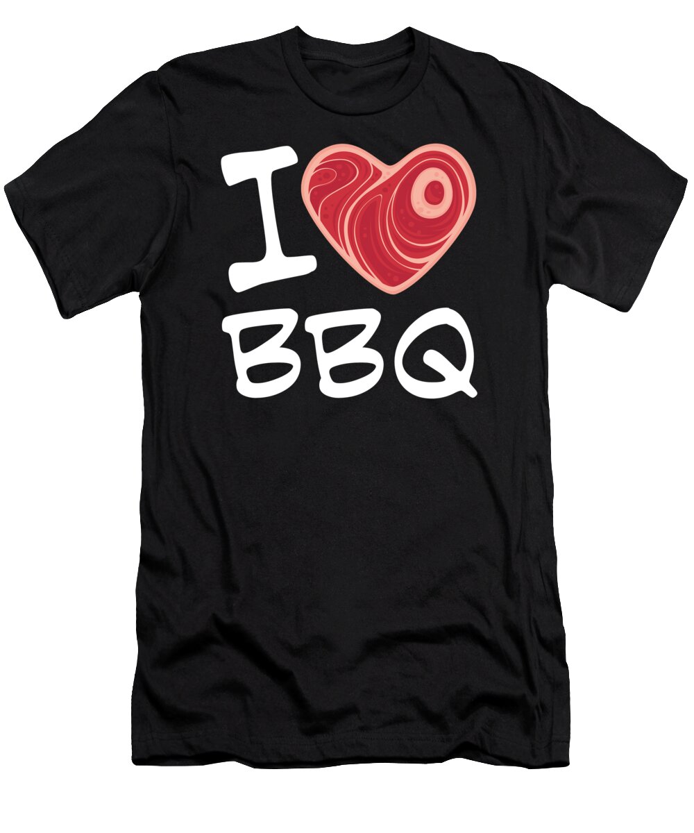 Barbecue T-Shirt featuring the digital art I Love BBQ - White Text Version by John Schwegel