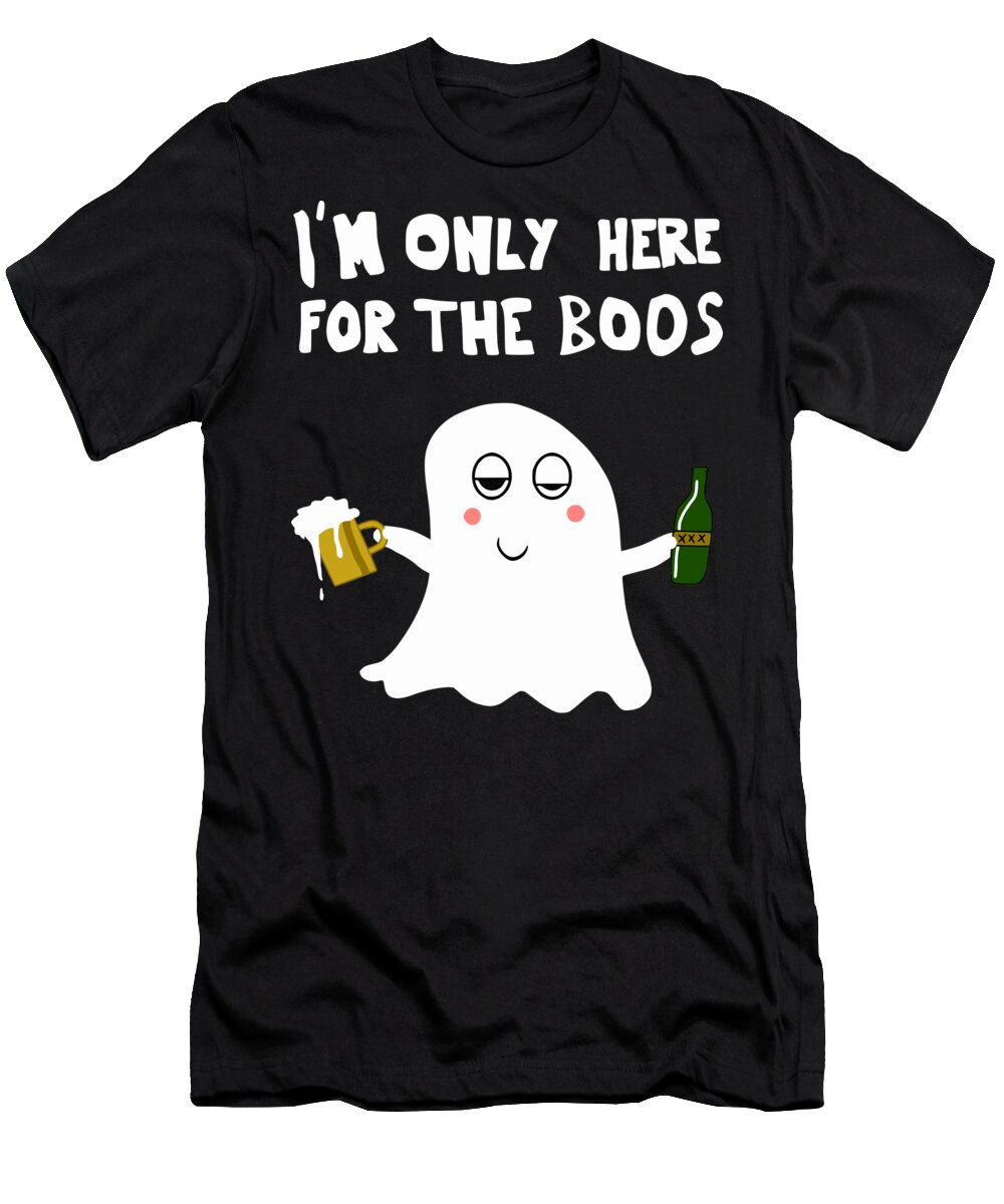 Halloween T-Shirt featuring the digital art I'm Only Here For The Boos by Megan Miller