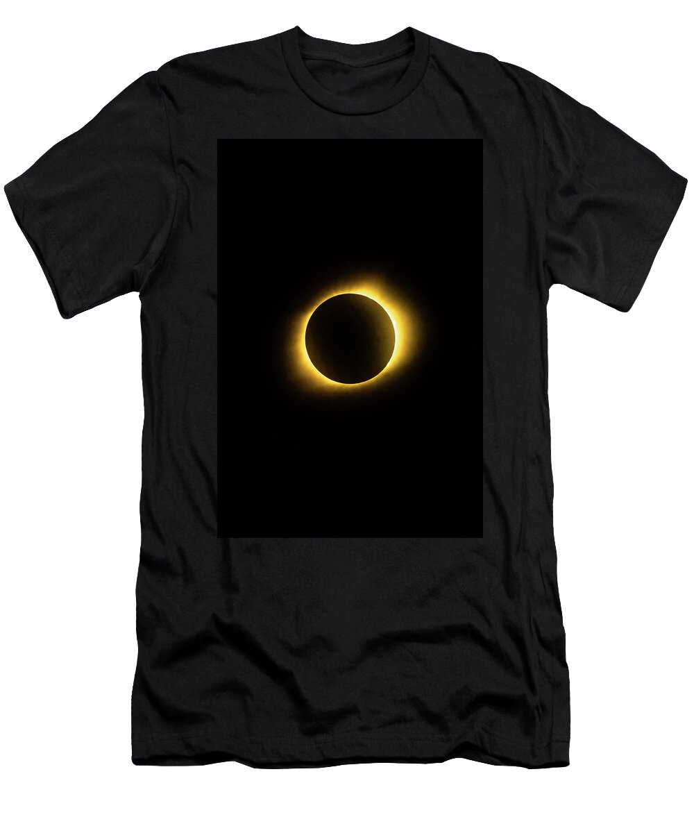 America T-Shirt featuring the photograph In The Path of Totality - Total Solar Eclipse 8.21.2017 - Orange Fire by Gregory Ballos