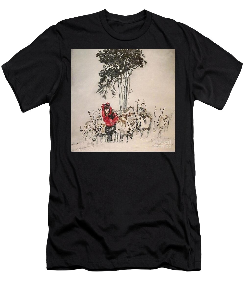 Landscape Winter Landscape T-Shirt featuring the painting In The Wild by Denise Morgan