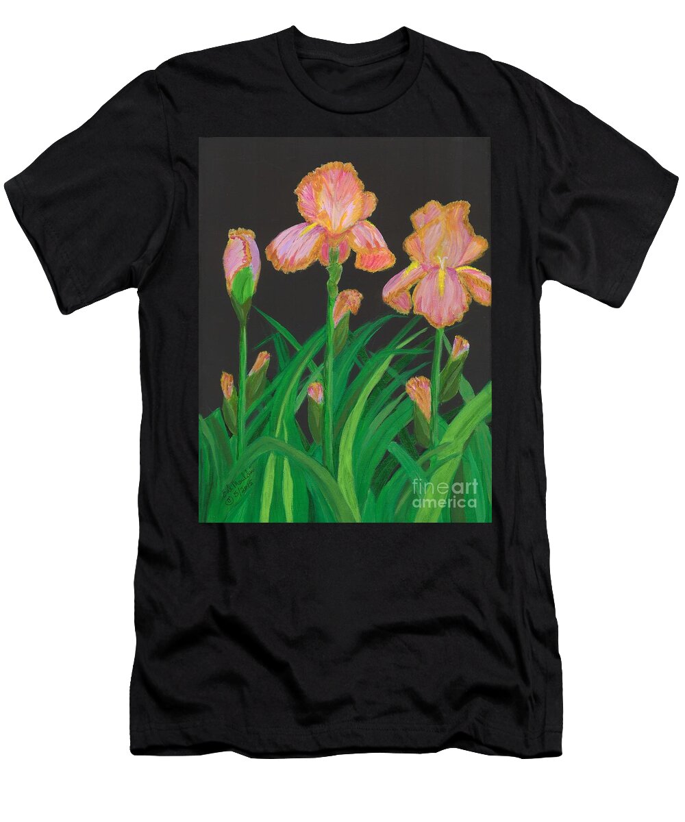 Irises T-Shirt featuring the painting Irises by Elizabeth Mauldin