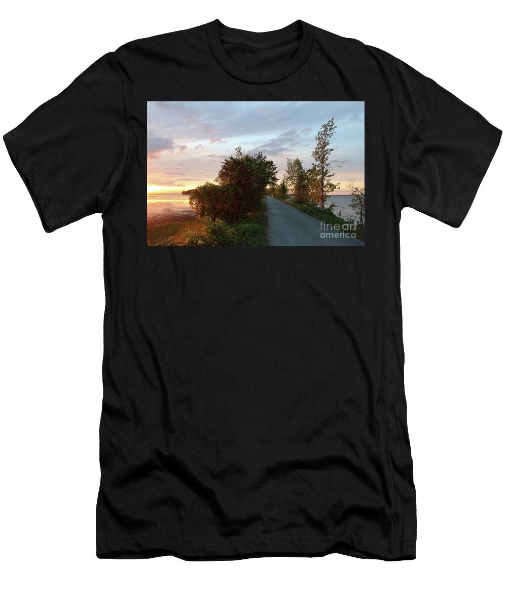 Island Line Trail T-Shirt featuring the photograph Island Line Trail Sunset via Colchester by Felipe Adan Lerma