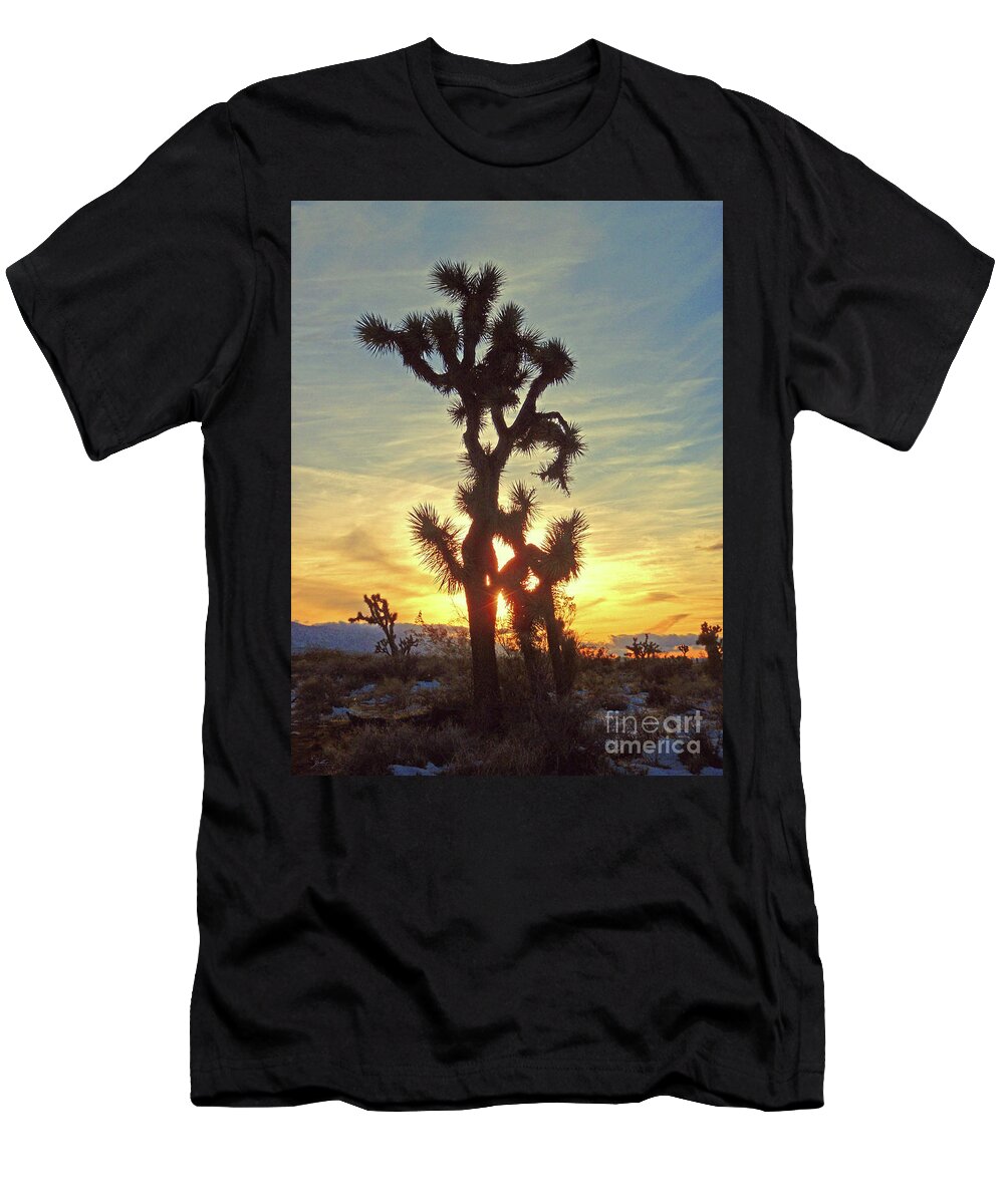 Joshua Tree T-Shirt featuring the photograph Joshua In Winter by Suzette Kallen